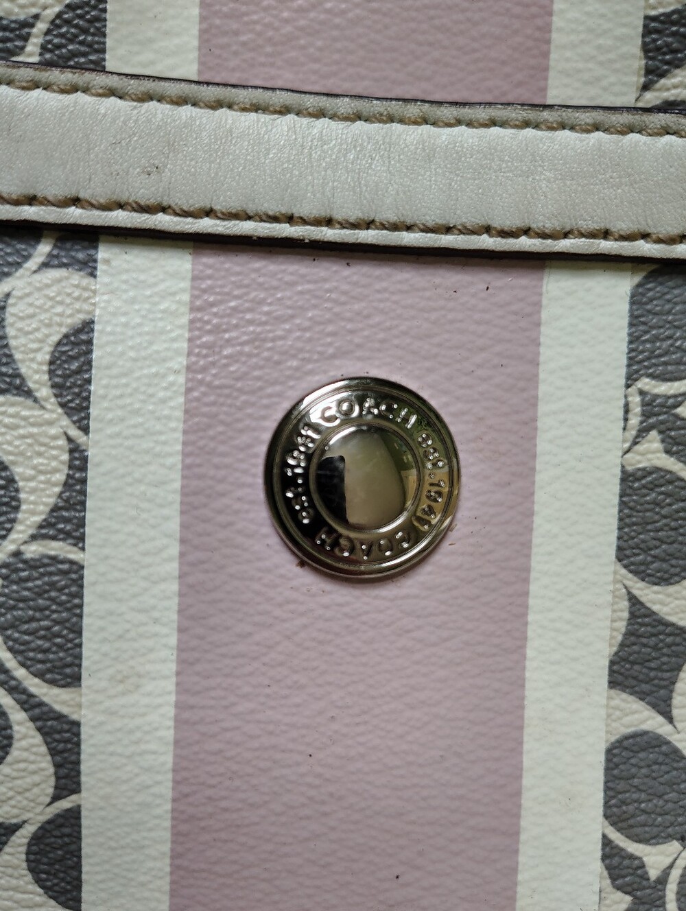 Coach Vintage Chelsea Heritage Signature Stripe Leather Tote Bag - Picture 2 of 13